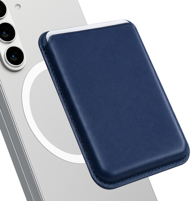 모잇 자력강화 가죽 맥세이프 카드지갑 케이스, 블루, 1개