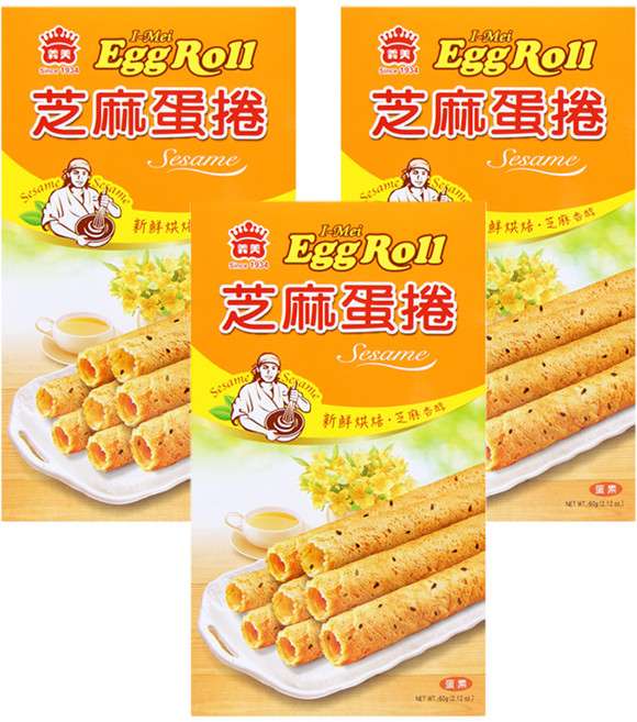 義美 芝麻蛋卷, 60g, 3盒