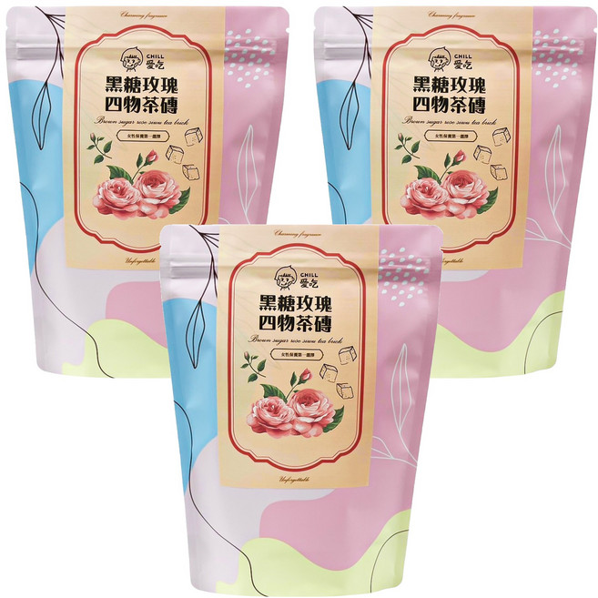CHILL 愛吃 黑糖四物玫瑰磚, 17g, 10個裝, 3組