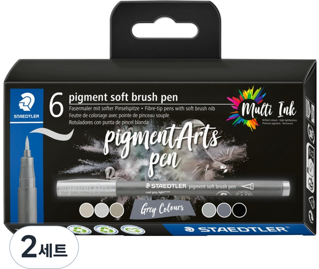 스테들러 피그먼트 소프트 브러쉬펜 6종 세트 372, 혼합색상, 2세트