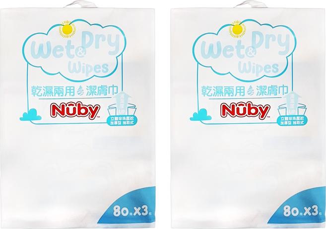Nuby 乾濕兩用潔膚巾 抽取式, 80張, 6包