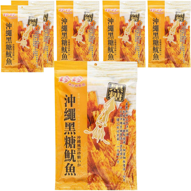 珍珍 沖繩黑糖魷魚絲, 27g, 6包