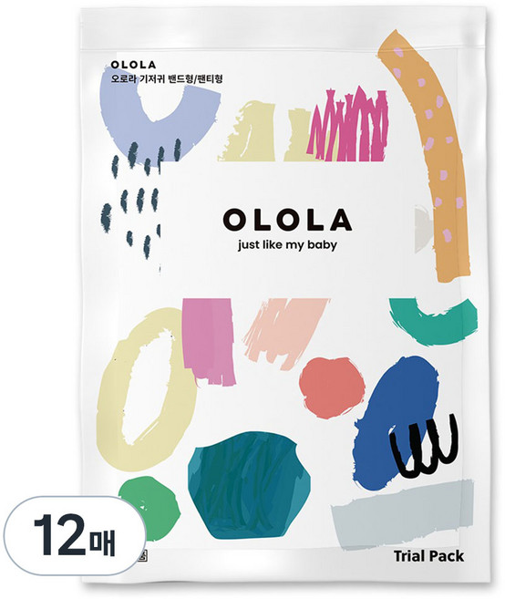 OLOLA 스킨핏 밴드형 체험팩 샘플 낮밤 아기기저귀, 소형(S), 12매