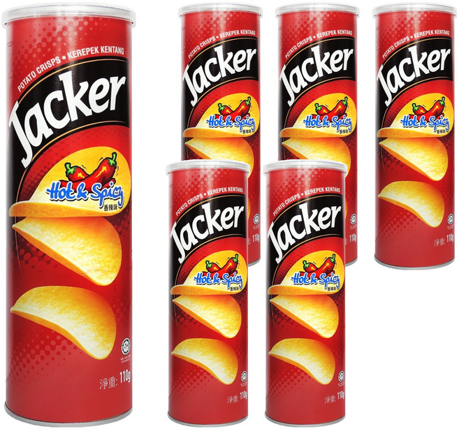 Jacker 洋芋片 香辣味, 110g, 6罐