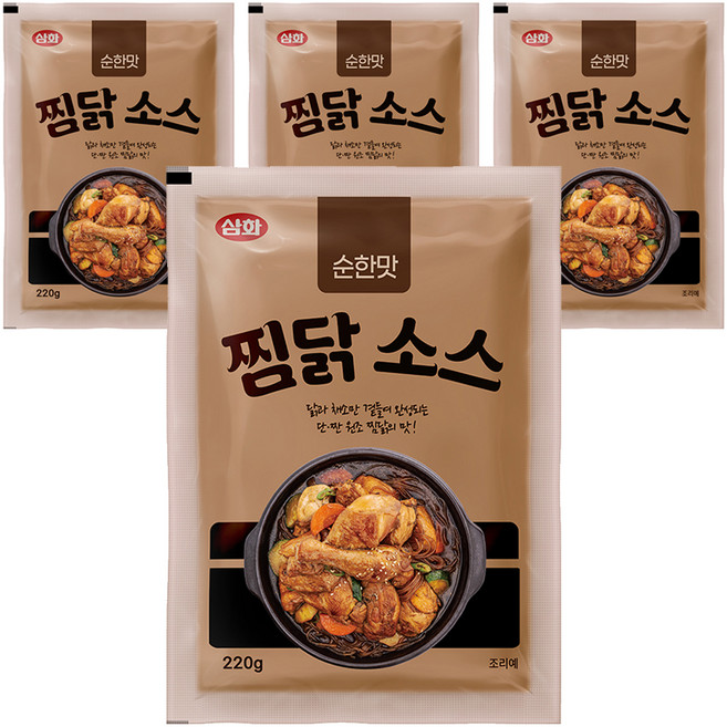 삼화식품 순한맛 찜닭 소스, 220g, 4개
