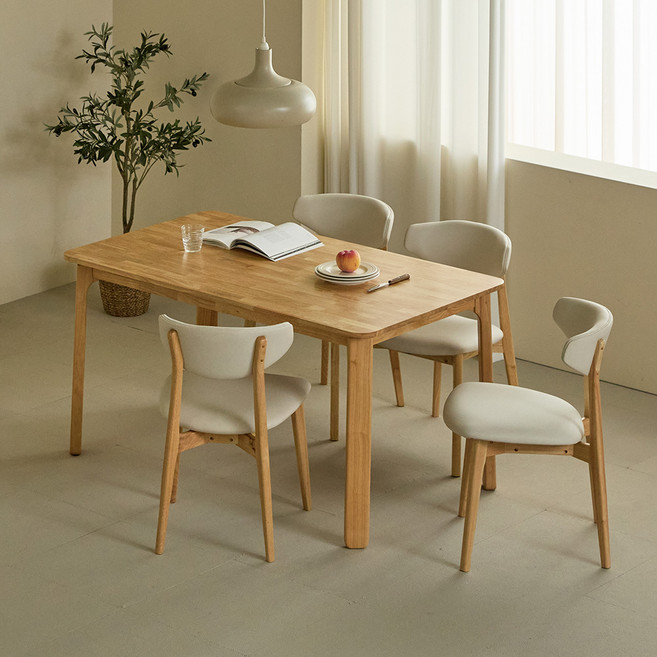 파로마 모라 원목식탁 1400 + B의자2p + 벤치 세트 방문설치, 내추럴, 일반 2 + 벤치 1