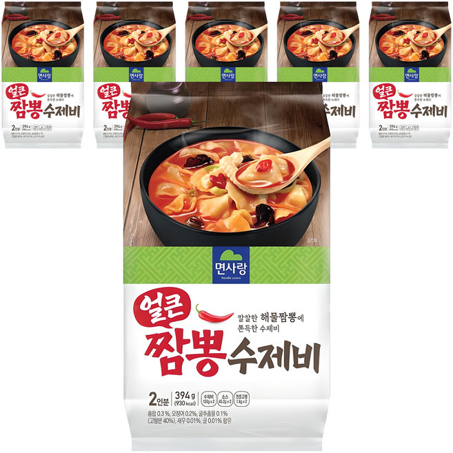 면사랑 2인용 얼큰 짬뽕 수제비, 394g, 6개