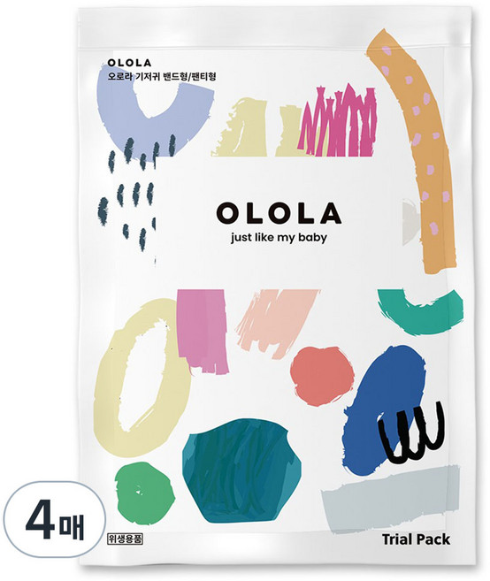 OLOLA 스킨핏 밴드형 체험팩 샘플 낮밤 아기기저귀, 중형(M), 4매