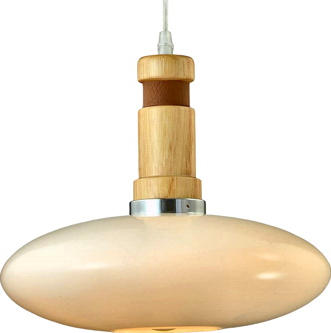 Honey Comb 北歐白玉玻璃單吊燈 簡約設計 適用客廳、餐廳、臥室 營造溫馨氛圍, 原木