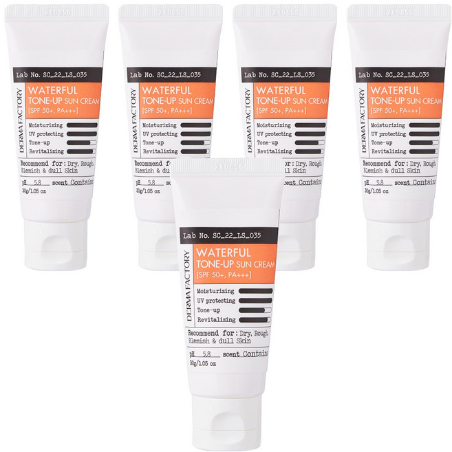 더마팩토리 워터풀 톤업 선크림 SPF50+ PA+++, 30g, 5개