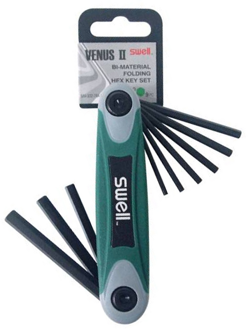 SWELL 黑摺疊六角扳手9支組 5/64-1/4 合金鋼, 1組
