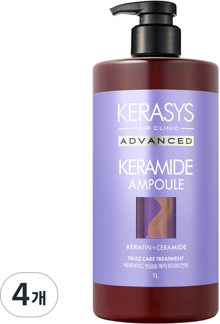 KERASYS 可瑞絲 角蛋白胺半捲髮受損髮質專業護髮素, 1L, 4個