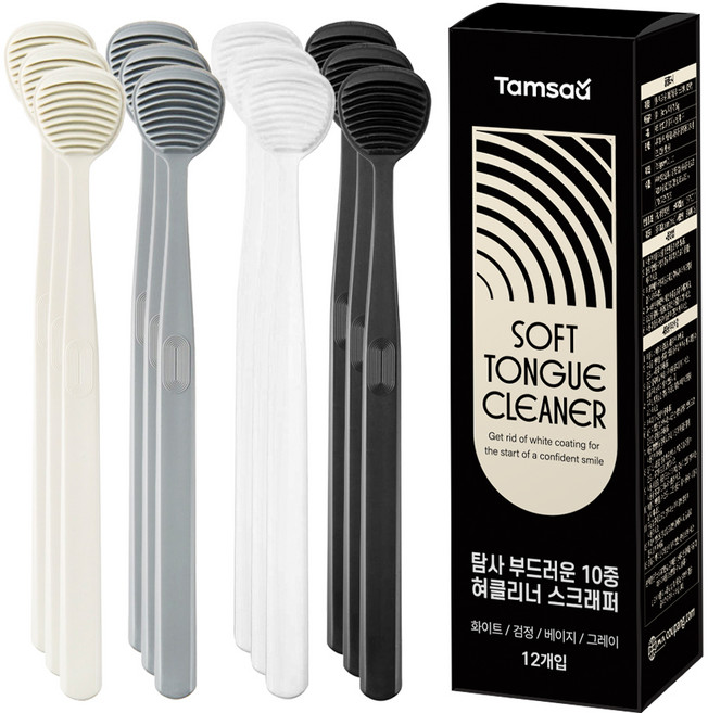 탐사 부드러운 10중 혀클리너 스크래퍼, 55g, 12개