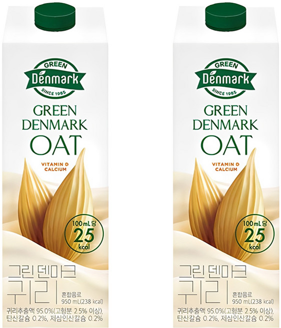 덴마크 그린 귀리 음료, 950ml, 2개