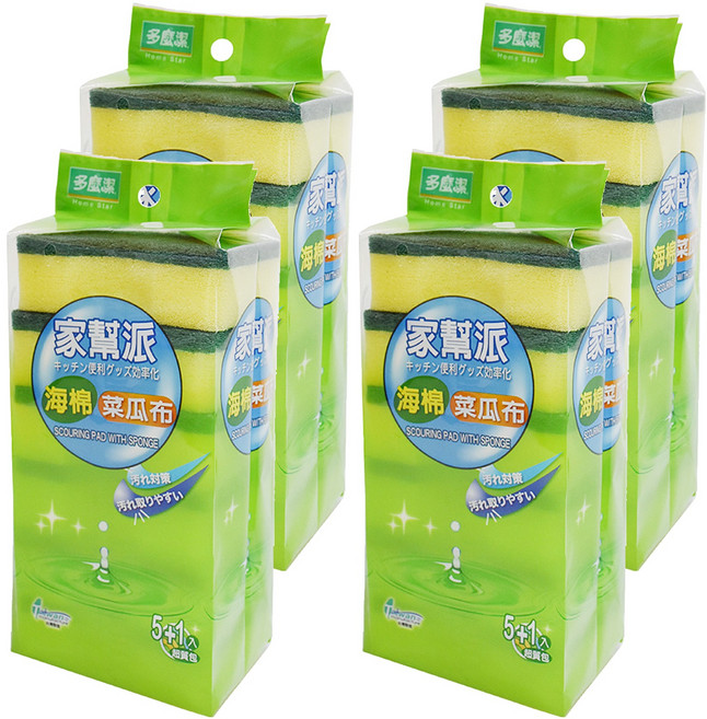 Home Star 多麼潔 家幫派海棉菜瓜布, 6入, 4包
