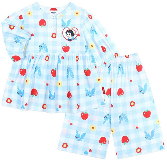 몰리멜리프렌즈 여아용 디즈니 백설공주 블루밍 7부 파자마 상하 세트