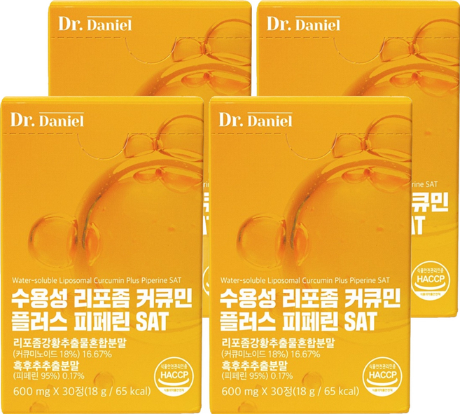닥터다니엘 수용성 리포좀 커큐민 플러스 피페린 SAT, 30정, 4개