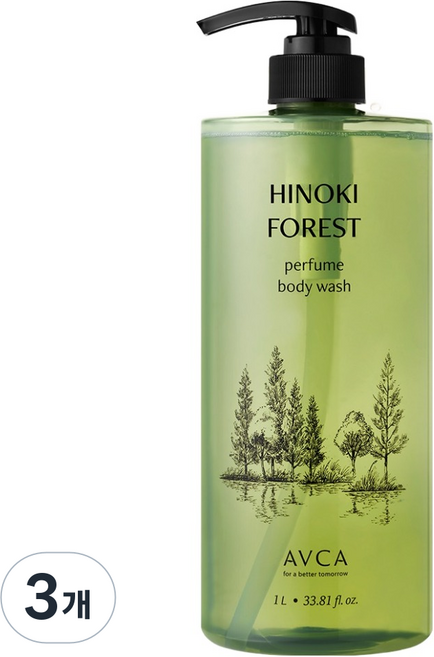 아브카 퍼퓸 바디워시 히노끼 포레스트향, 1L, 3개