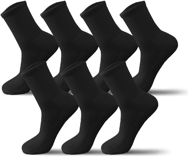 롱런해빗 삼중 쿠션 장목 스포츠양말, 블랙, 7개