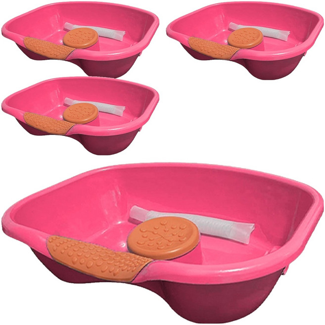 디어모모 노인 환자용 임산부 머리감기 샴푸 대야 세발기, 핑크오렌지, 4개