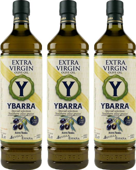 YBARRA 特級初榨冷壓橄欖油, 3瓶, 1L