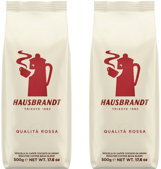 HAUSBRANDT 紅牌咖啡豆, 咖啡豆(無研磨), 500g, 2包