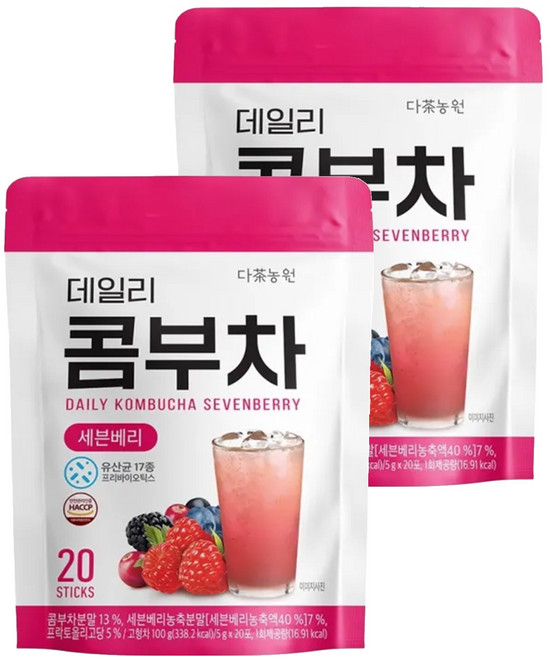 Danongwon 乳酸菌康普茶 莓果, 5g, 20包, 2袋