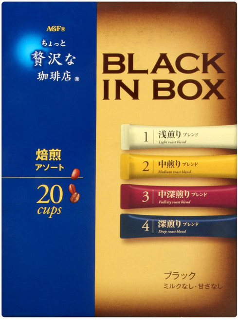 AGF 微奢華咖啡店 四款焙煎風味即溶黑咖啡, 2g, 20條, 1盒