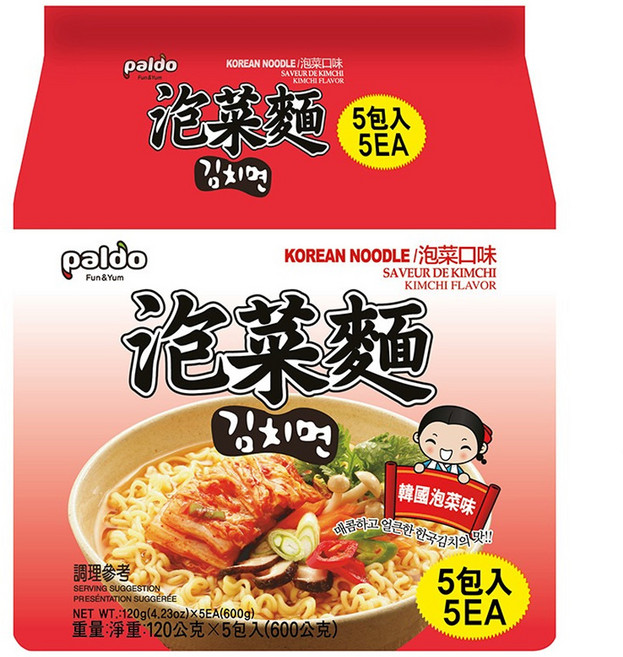 paldo 八道 泡菜高麗麵 120g, 5包