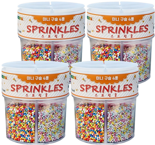 Ahome Baking Deco Sprinkle Mini Beads 4 件套, 4組, 56g