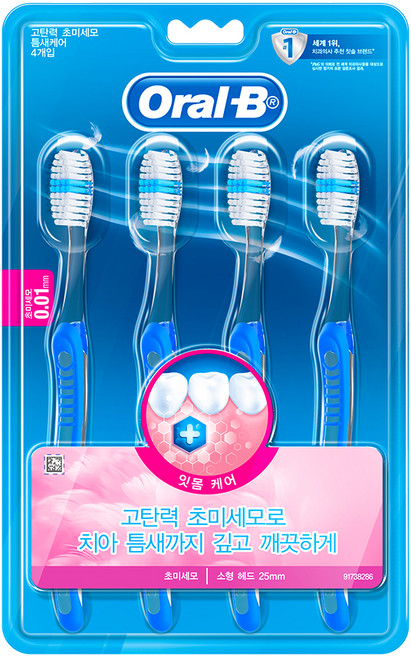 오랄비 고탄력 초미세모 틈새 케어 칫솔, 4개입, 1개