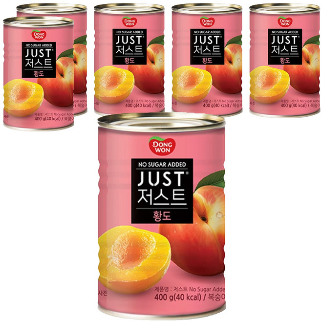 동원 JUST 노슈가 황도 2절 통조림, 400g, 6개
