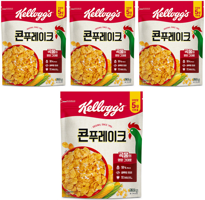켈로그 콘푸레이크 시리얼, 530g, 4개