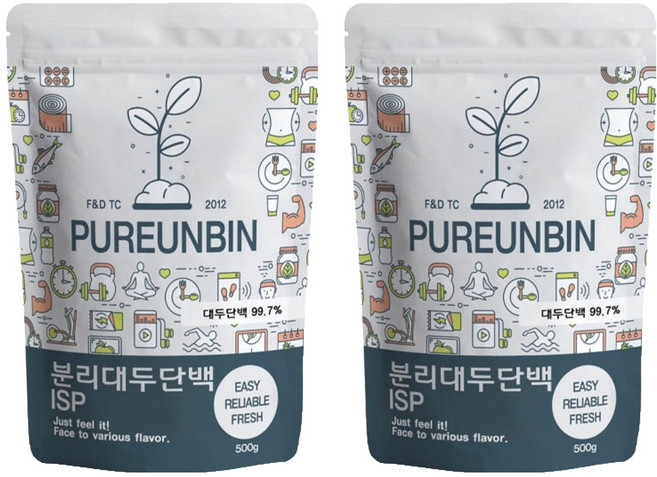 Pureunbin 大豆分離蛋白粉, 2個, 500g