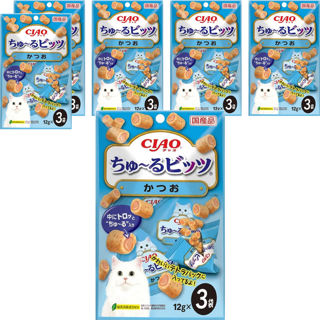 INABA CIAO 啾嚕 迷你肉泥夾心卷, 鰹魚, 36g, 6袋