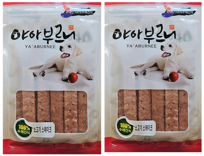 야아부르니 강아지 수제 간식, 소고기 스테이크, 90g, 2개