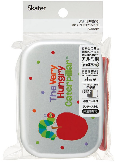 Skater 金屬鋁蒸飯盒/便當盒 370ml, 1個, 好餓的毛毛蟲銀色