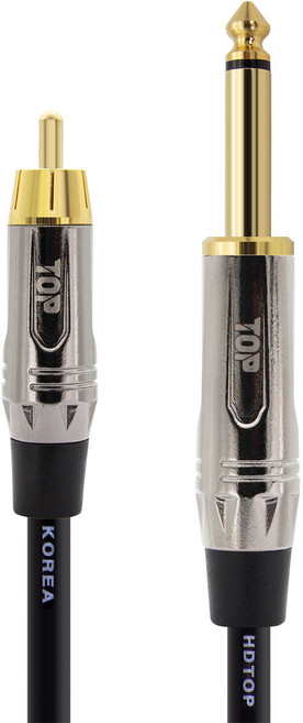 HDtop RCA 轉 5.5 單聲道連接線 1m, 金屬黑, 1個, HT-TP3133