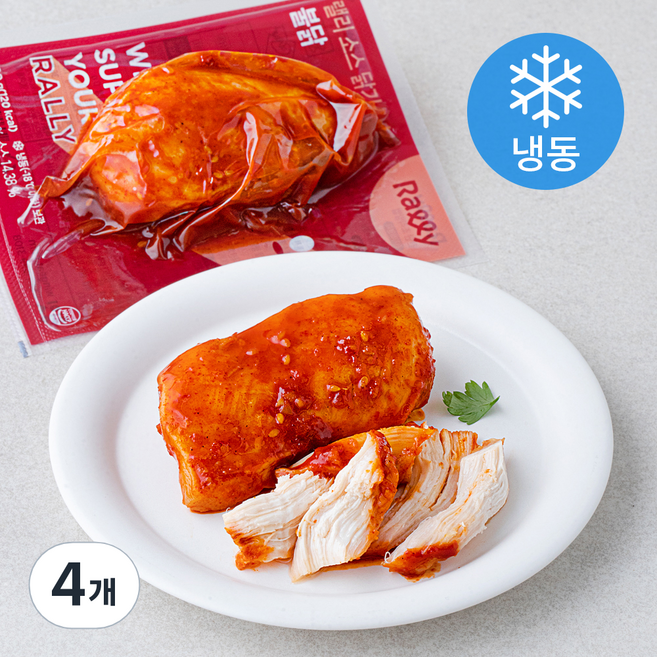 Rally 소스 닭가슴살 불닭 (냉동), 100g, 5개입, 4개