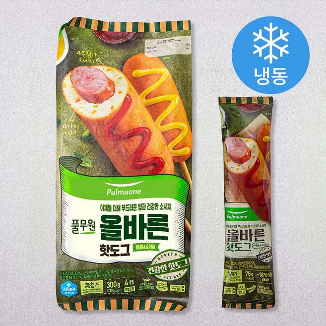 풀무원 올바른 핫도그 (냉동), 75g, 4개입, 1개
