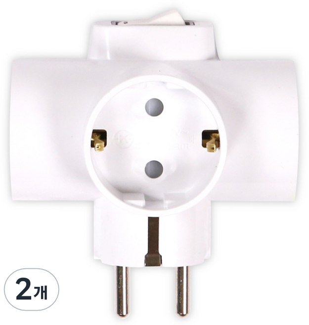 써보니 두남 스위치 T자형 멀티탭 16A 3구 T-2110, 화이트, 2개, 88mm