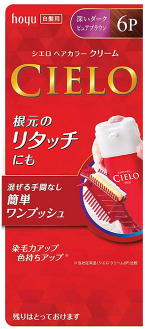 CIELO 宣若 EX 染髮霜 簡單一按 白髮用, 6P 深紅棕, 1盒