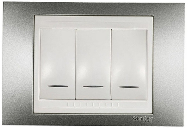Schneider Electric 施耐德電機 Unica Plus 三切三路全彩智慧開關 香檳灰 ABS外框, 1個
