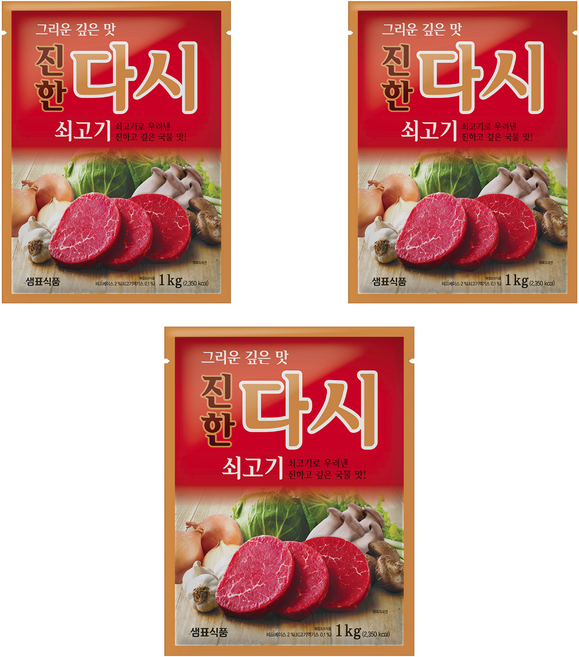 샘표 쇠고기맛이진한다시, 1kg, 3개