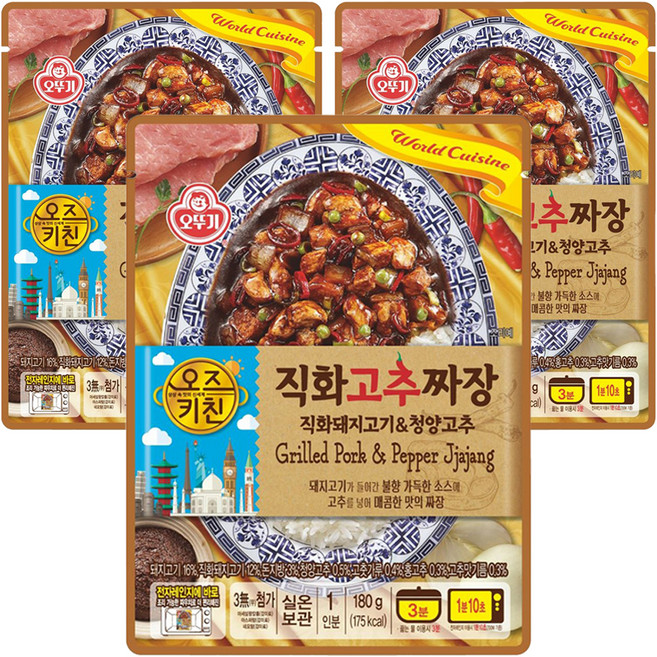 오즈키친 오뚜기 직화고추짜장, 3개, 180g