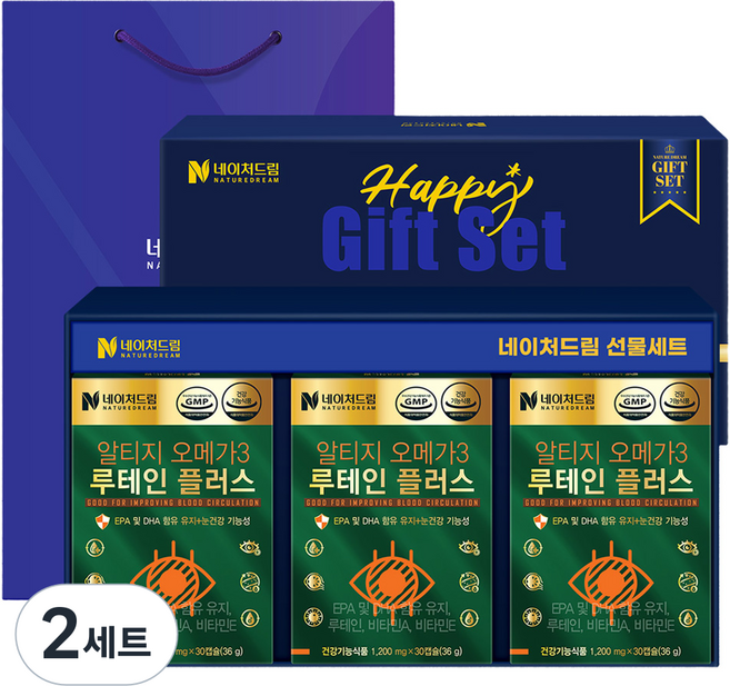 네이처드림 알티지오메가3 루테인 플러스 선물포장 세트 + 쇼핑백, 30정