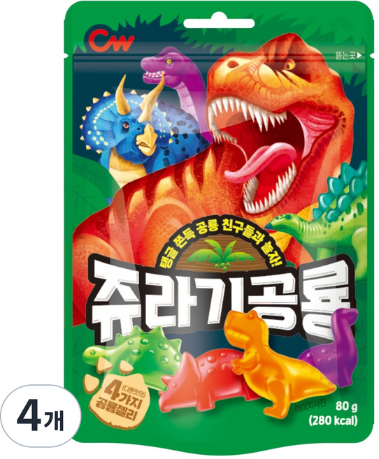 청우식품 쥬라기 공룡 젤리, 80g, 4개
