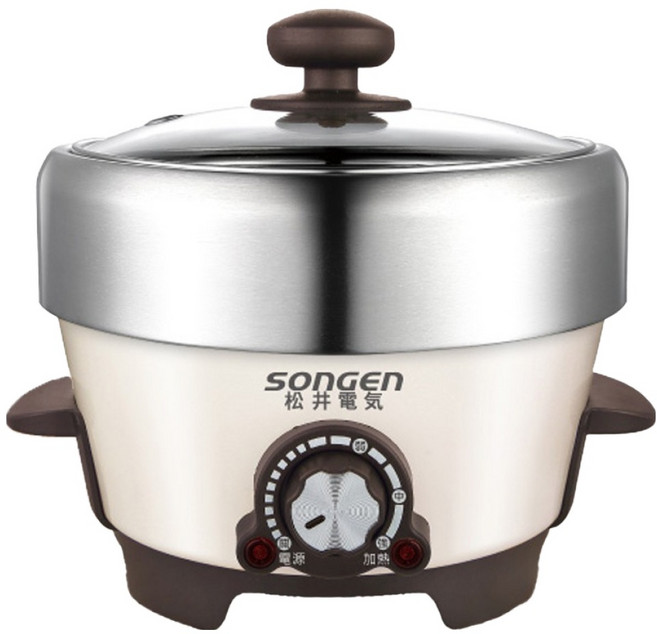 SOnGEn 松井 不鏽鋼蒸煮烤多功能料理電火鍋/煎烤鍋/電蒸鍋 1L, SG-810A