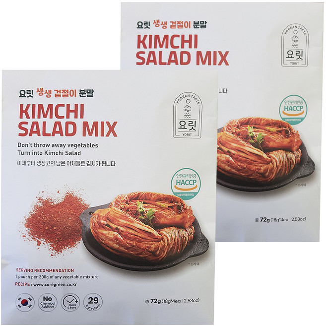 요릿 생생 겉절이 분말 김치샐러드 믹스 4p, 2개, 72g