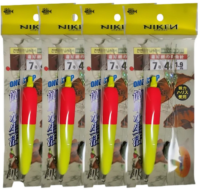 NIKEN 원스탑 간편 채비 낚시찌 3호, 혼합색상, 4개